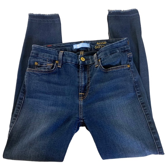 New 7 for All Mankind b(air) denim the ankle raw hem lots of stretch cropped 25 - Picture 5 of 10